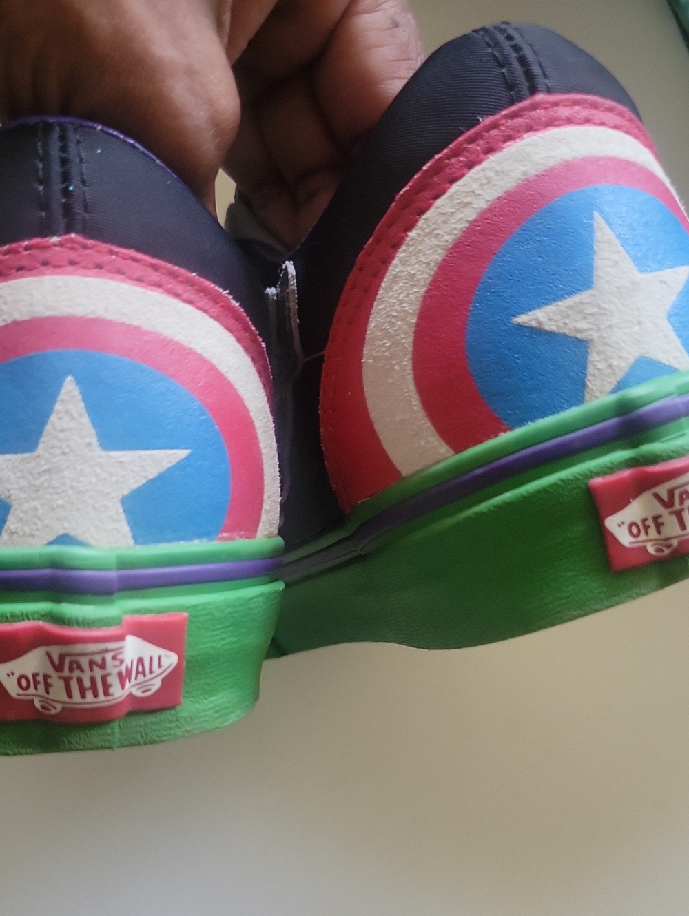 Marvel Men's Low-Top Sneakers in Blue, Green & Silver with Red Accents - Picture 3 of 12